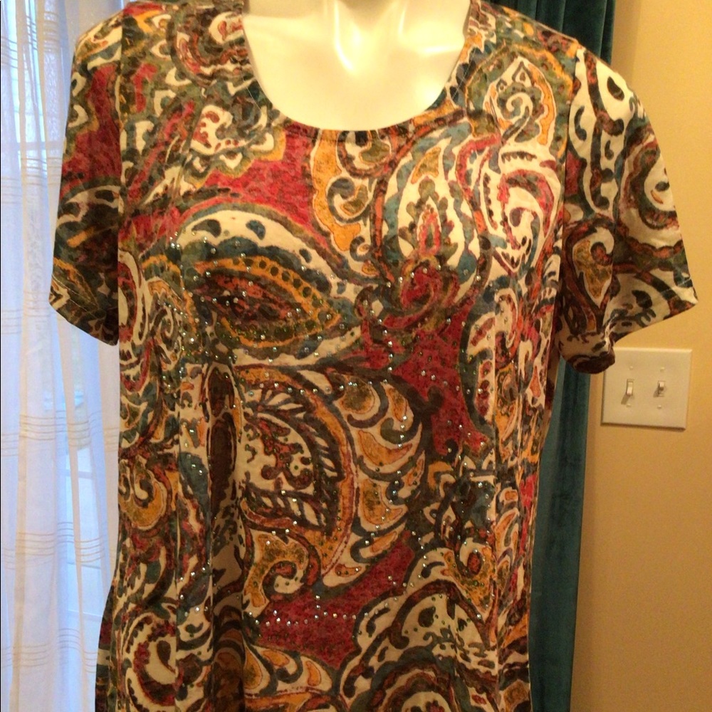 New direction paisley multicolored short sleeves top